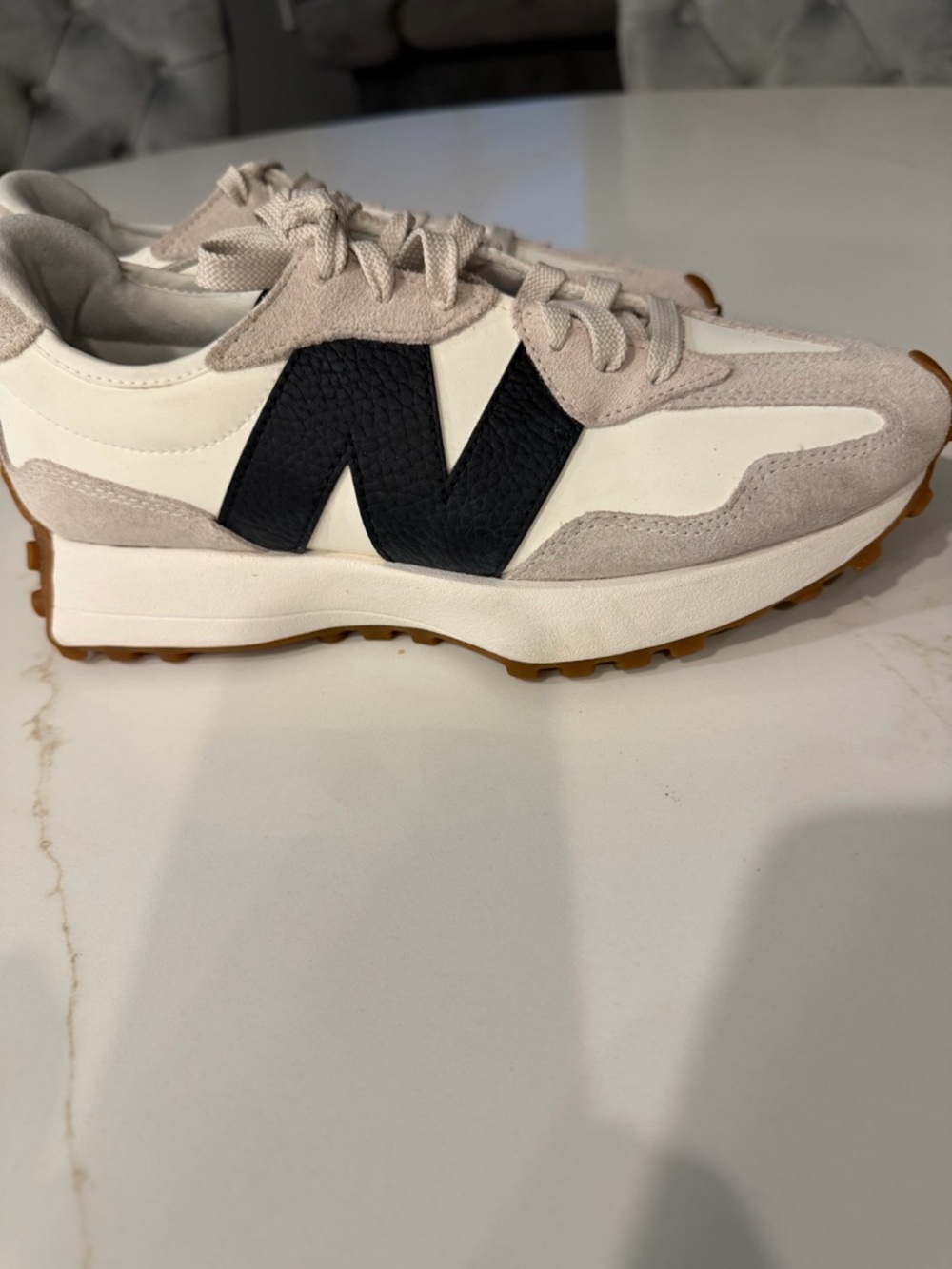 New Balance Cream & Black Retro Runner Sneakers